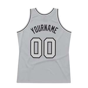 เสื้อบาสเก็ตบอลผ้าสีเทาเงินเสื้อบาสเก็ตบอลเสื้อบาสเก็ตบอลแบบวินเทจผ้าตาข่ายแบบย้อนกลับ - Product Image 2