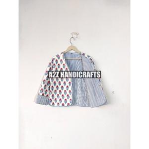 Automne Style bohème court Kimono matelassé manteau indien coton fait à la main Patchwork imprimé veste d'hiver avec motif Animal - Product Image 1