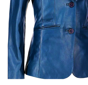 100% Genuine High Quality Leather Women's Slim Fit <b>Blazer</b> Casual Single Breasted Business Jacket Breathable Lining Plus Size - Product Image 5