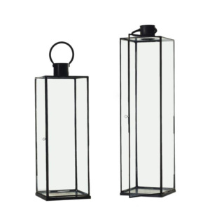 High Quality Black <b>Glass</b> Iron/SS Modern Elegant Handmade Candle <b>Lanterns</b> for Home Decoration Pillar Holders & Jars - Product Image 2