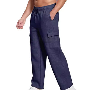 Regular Fit Customized Logo Printing High Waist Lightweight Casual Men's <b>Drawstring</b> Straight <b>Trousers</b> Wholesale - Product Image 3