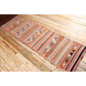 Vintage <b>Rug</b>, 2.7x10 ft <b>Runner</b> <b>Rug</b>, Pink Orange Kilim Wool <b>Rug</b> - Product Image 4