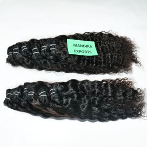 Extensiones de cabello rizado Natural indio crudo 100%, máquina de mujeres negras, doble cutícula alineada, trama, ONDA DE AGUA, cabello humano barato - Product Image 5