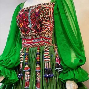 Ropa tradicional hecha a mano vestido afgano de alta calidad mejor Material afgano Vintage vestidos de mujer 0622 - Product Image 4