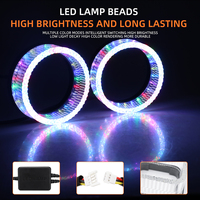 Lampe décorative DRL pour phare de voiture et moto, avec contrôle par application, RGB, effet diamant 5D, Angel Eye, 3 pouces, 15 pouces, couvercle de phare