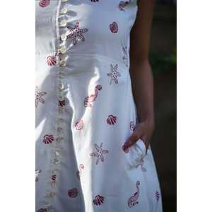 Sea Treasures Handblock Printed Fit n Flared <b>Dress</b> 100% Cotton Square Collar ODM <b>One</b> <b>Size</b> Plus-<b>Size</b> Design for Valentine's Day - Product Image 2