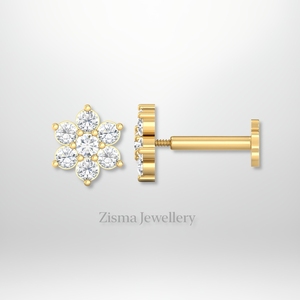 Bijoux de piercing 7 diamants de luxe en or massif 14 carats 18 carats VVS DEF diamants de laboratoire réels certifiés IGI GIA commandes personnalisées en gros - Product Image 1