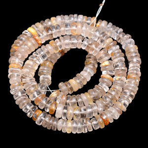 Cuentas sueltas de cuarzo rutilado AAA+ de 5 mm, lisas, tipo Heishi, con rutilo dorado natural, en forma de disco, para joyería - Product Image 2