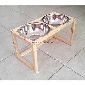Cuencos de alimentación para perros de acero inoxidable pulido de alta calidad, antideslizantes, ecológicos, con soporte de madera maciza, comederos para mascotas - Product Image 3