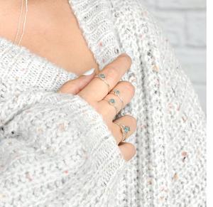 Aquamarine Stacking <b>Rings</b> Set 925 Sterling <b>Silver</b> Simple Stone <b>Boho</b> Jewelry for Women for Wedding and Party Occasions - Product Image 5