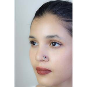 925 <b>Silver</b> Body Jewelry Stainless Steel Statement Nosepin (<b>Clip</b>-on) Trikon Nazakat for Weddings - Product Image 1