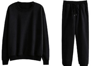 ชุดวอร์มผู้หญิงผ้าทอลายทแยงชุด2ชิ้นเสื้อสเวตเตอร์คอกลมและกางเกงวิ่งชุดใส่อยู่บ้านลำลองชุดกีฬา - Product Image 4