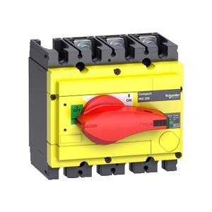 Sezionatore Schneider Electric 31124 Compact INS250-160 160A 3 poli con maniglia rotante rossa e frontale giallo, durevole e facile da usare - Product Image 1