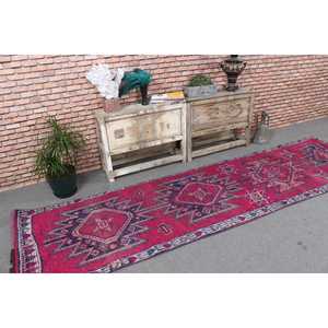 Turkish Rug, <b>Runner</b> 2.9x10.7 ft Rug, Herki <b>Red</b> Ikat Rug - Product Image 1