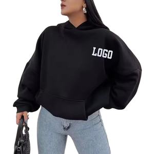 Sudadera con capucha extragrande con hombros caídos para mujer, venta al por mayor de fábrica, material de algodón 100%, ropa de calle ligera, Sudadera con capucha - Product Image 1