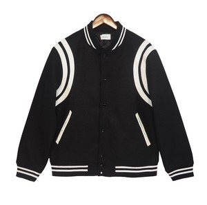 Haute qualité hommes col montant université veste hiver laine coupe-vent Baseball lettres en gros haute rue compétitif - Product Image 3