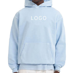 Blank Fashion Cropped <b>Hoodie</b> Men <b>Fleece</b> High Quality Cotton <b>Oversized</b> Streetwear Puff Printing Logo Custom Cropped <b>Hoodie</b> - Product Image 2