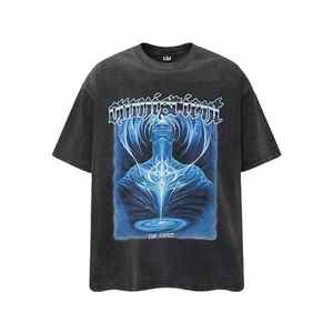 T-shirts pour hommes personnalisés 100% coton lourd Y2k High Street Vintage col rond avec tissu respirant à séchage rapide - Product Image 4