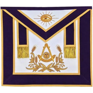 Regalia Lodge past Master Masonic Delantal Kit Bordado a mano en oro con púrpura para uso ceremonial - Product Image 1
