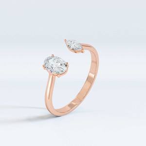 10k or massif coupe ovale écologique bague en diamant diamant cultivé en laboratoire mariage ovale coupe diamant bague de fiançailles proposition bijoux - Product Image 5