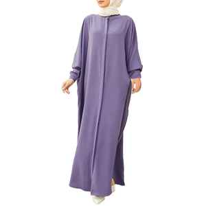 Wholesale Latest Design Middle East <b>Islamic</b> <b>Clothing</b> Muslim Loose Elegant Kaftan Abaya Solid Color Plus Size Bat Sleeve Abaya - Product Image 5