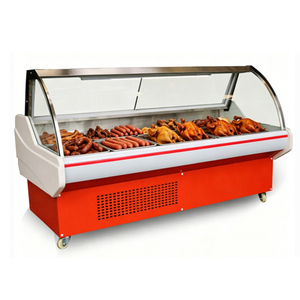 Vitrine réfrigérée commerciale à porte vitrée incurvée, directement de l'usine, pour aliments cuisinés, charcuterie, viande, pour magasin - Product Image 1