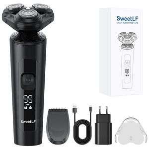 Rasoir électrique pour homme avec longue autonomie, triple lame rotative, rasage humide/sec, tondeuse portable, écran LED, verrouillage, étanche - Product Image 1