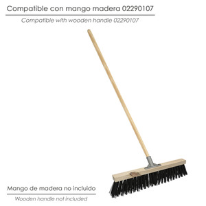 Industrial Sweeping Brush, Coarse Polypropylene Bristles. 50 cm Wooden Stand. Aluminum Claw. (Handle Not Included) - Product Image 5