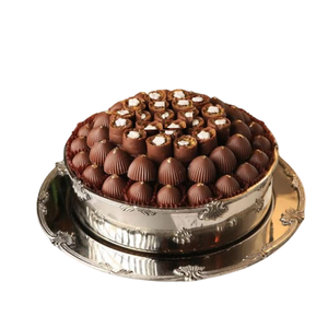 Bol de service en métal argenté de qualité de luxe avec plateau pour accessoires de chocolat - Product Image 3