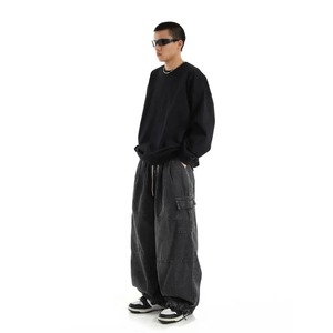 Y2k <b>Black</b> Baggy Cargo Jeans Trousers <b>Men</b> Streetwear Casual Hippie Jogging Wide leg Oversize Old Money Vintage Denim Pants - Product Image 4
