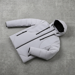 Blouson matelassé homme de qualité supérieure, style urbain, col montant, imperméable, à capuche, couleur unie, coupe bomber, fermeture éclair, Hiver 2026 - Product Image 3