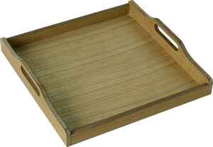 Khadim Handicrafts Natural Solid Wood <b>Square</b> Luxury Serving Tray Customizable Size Color Made India for Food Restaurants Hotels - Product Image 3