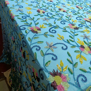 ผ้าปักมือ 3 มิติ ขายดีที่สุด สำหรับงานแต่งงานและโอกาสพิเศษ นำเข้า พร้อมลูกปัด สำหรับชุดราตรี - Product Image 5