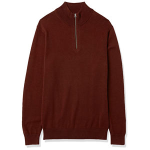 Sweat-shirt pour homme de haute qualité, demi-zip, coton mélangé, quart de zip, col montant, fermeture éclair, manches longues - Product Image 1