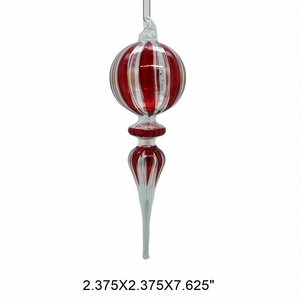 Ornements de Noël en verre soufflé à la main, couleurs vives, rouge, vert et blanc classiques, décorations pour arbre de Noël - Product Image 3