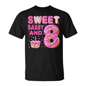เสื้อยืดวันเกิดครบรอบ 8 ปี ลาย Sweet Sassy and 8 Years Old แบบกำหนดเอง ลายโดนัท สำหรับเด็ก - Product Image 2