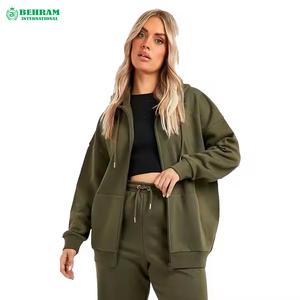 Sweats à capuche zippés Logo personnalisé sweats à capuche surdimensionnés pour femmes sweat à capuche zippé lourd pour femmes haut tendance - Product Image 3