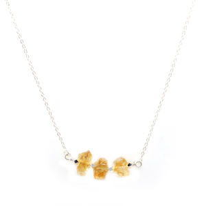 Collier chaîne de puissance en argent plaqué 925 avec pierre précieuse citrine brute naturelle de style antique, cristal de guérison, bijoux pour femmes et filles, vente en gros - Product Image 1