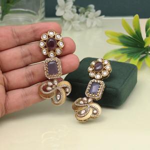 Pendientes Kundan Meenakari para niñas y mujeres, joyería étnica hecha a mano con trabajo de perlas para bodas, fiestas y eventos culturales - Product Image 6