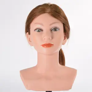Косметология, 100% реальные человеческие волосы, Парикмахерская, тренировочная голова, манекен, кукла, манекен, голова с плечами