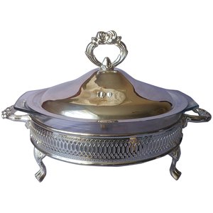 Chauffe-plats pour buffet plaqué argent brillant Design fait à la main chauffe-plats pour serveur d'aliments chauds avec support de brûleur - Product Image 6