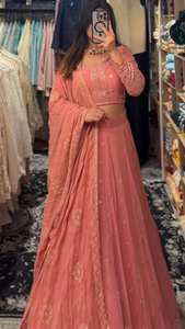 Lehenga choli สีชมพูออกแบบโดยดีไซเนอร์สำหรับงานแต่งงานผู้หญิง lehenga choli อินเดียเทศกาลแบบดั้งเดิมเพื่อนเจ้าสาว Sangeet lehnga - Product Image 2