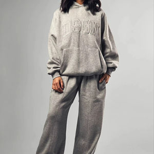 ชุดวอร์ม2ชิ้นสำหรับผู้หญิงชุดวอร์ม100% ผ้าคอตตอนออร์แกนิกชุดวอร์มเสื้อสวมหัวออกแบบได้ตามที่ต้องการ - Product Image 1