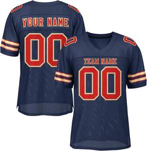 OEM Maillots de football américain à manches personnalisées, maille de polyester à séchage rapide, logo de l'équipe, numéros de nom, impression par sublimation - Product Image 5