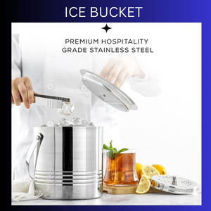 Venta caliente Cubo de hielo de doble pared Diseño de banda martillada de acero inoxidable para enfriador Vino Cerveza Estilo clásico Fiestas Bodas - Product Image 2