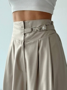 Pantalones Oxford Transpirables para Mujer, de Cintura Alta, a la Moda, Casuales, Elegantes, de Color Sólido, Colección de Verano, Exportación de Turquía - Product Image 2