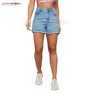 Pantalones vaqueros transpirables de lona para mujer, pantalones cortos de cintura alta, ajuste Regular, actividades informales al aire libre con estilo - Product Image 1