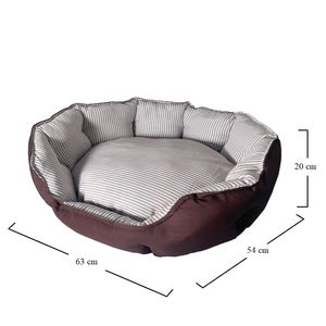 Letto ovale per cani e gatti 63x54x20cm Relax comodo letto per animali da compagnia lavabile marrone/grigio/blu - Product Image 2