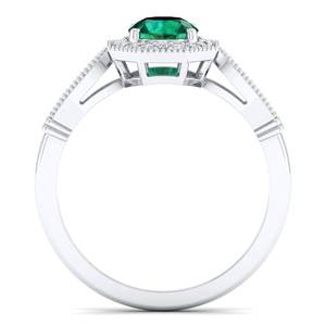 Bague de fiançailles halo en argent sterling 925 avec moissanite, prix de gros, pierre précieuse émeraude, bijoux fins exclusifs, fabricant REYES - Product Image 4