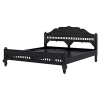 Lit mural King Size en bois sculpté indien fait main, finition noire, mobilier de maison haut de gamme, gonflable et pliable, modèle 2024, le plus tendance